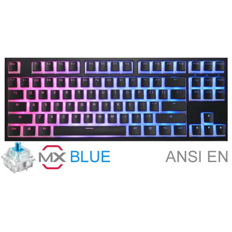 TECLADO GAMER DUCKY ONE 2 RGB TKL PUDDING EDITION RGB LED CHERRY MX BLUE DOUBLE SHOT