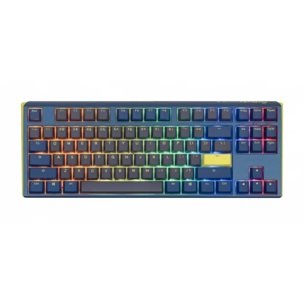 Teclado Mecanico Ducky One 3 TKL Daybreak Teclas azules Interruptor azul Ingles PBT Doble disparo sin costuras Estuche superior azul Estuche inferior