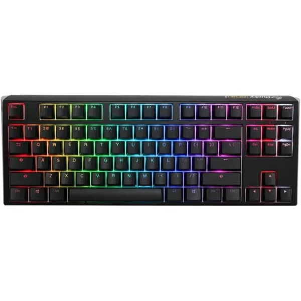 Teclado Mecanico Ducky One 3 TKL Teclas negras Velocidad interruptor plateado Ingles PBT Doble disparo sin costuras Estuche superior negro Estuche inf