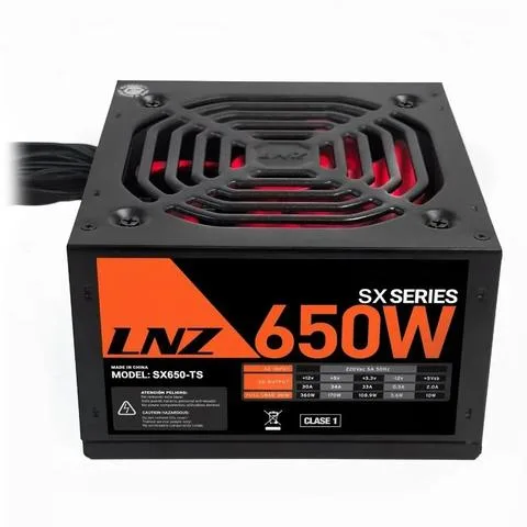 Fuente Pc Lnz 650W Sx650-TS  Negra, Fan Red By