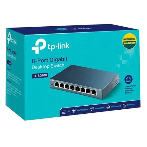 Switch 8 Ports 10/100/1000 Tp-Link (TL-SG108) acero