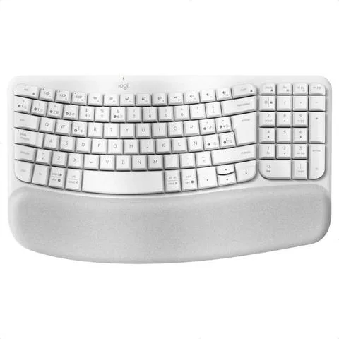 Teclado Ergonómico Inalámbrico, Logitech Wave Keys, Blanco