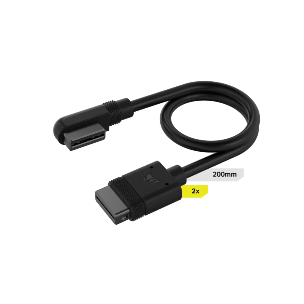 Cable CORSAIR iCUE LINK 2x 200mm con conector 90° negro