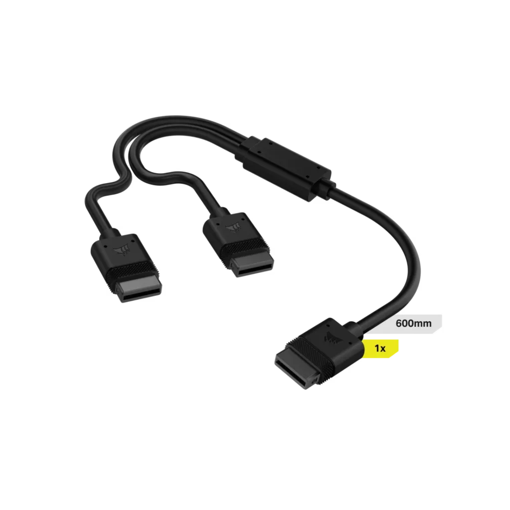 Cable CORSAIR iCUE LINK 1x 600mm tipo Y con conector derecho negro