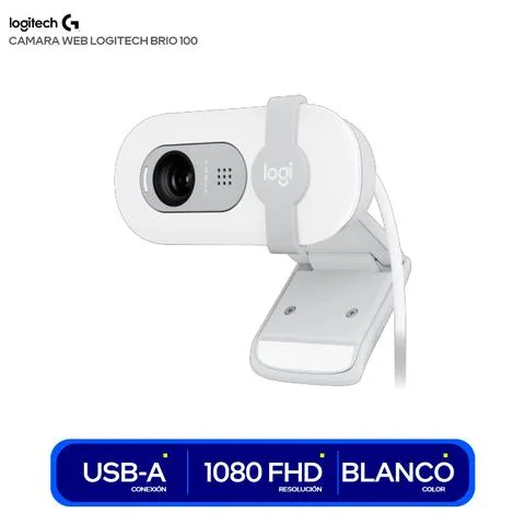 Cámara Web Full Hd 1080P, Rightlight 2, Logitech Brio 100 Blanco - Outlet